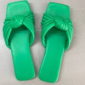 Open edit green sandals